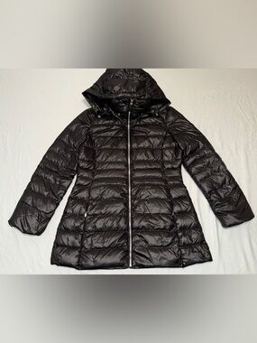 Marc New York Andrew Marc Black Down Puffer Coat Hooded Size L